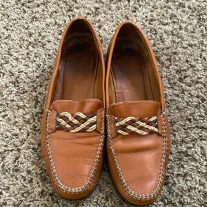 BALLY Molton Braided Strap Brown Leather Mens Loafer, Size 9, Made in Italy